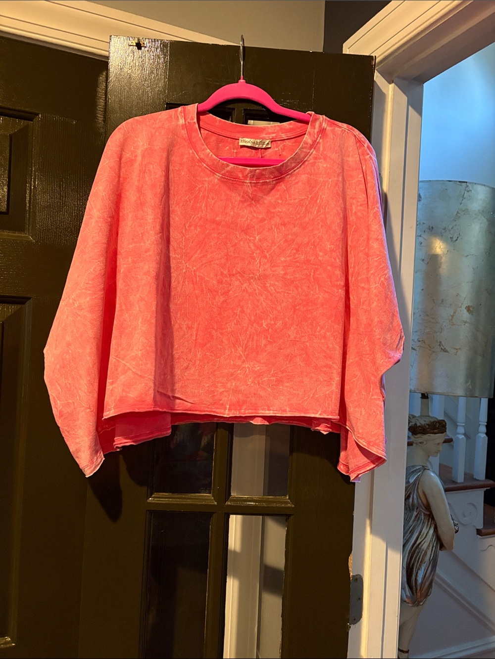 Zenana Outfitters Washed Coral Pink Cropped Sweatshirt